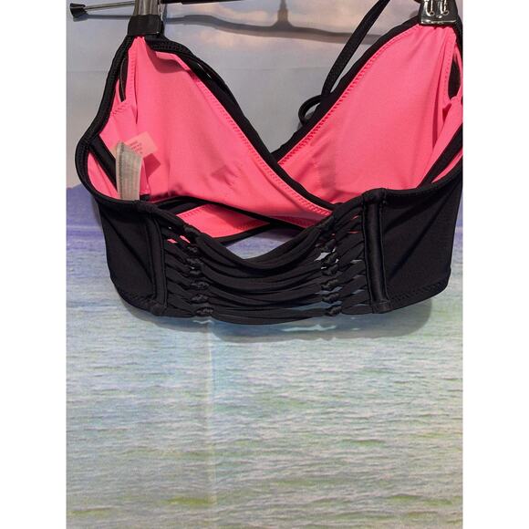 Victoria's Secret PINK Swimsuit top bikini top criss cross black size XS - Picture 3 of 5